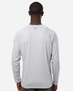 Columbia 212472, Men's Pfg Terminal Tackle Long Sleeve T-shirt, Cool Grey/ Vivid Blue