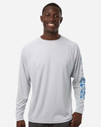 Columbia 212472, Men's Pfg Terminal Tackle Long Sleeve T-shirt, Cool Grey/ Vivid Blue