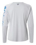 Columbia 212485, Women's Pfg Tidal Tee Ii Long Sleeve, Cool Grey/ Vivid Blue