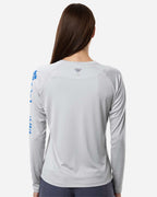 Columbia 212485, Women's Pfg Tidal Tee Ii Long Sleeve, Cool Grey/ Vivid Blue
