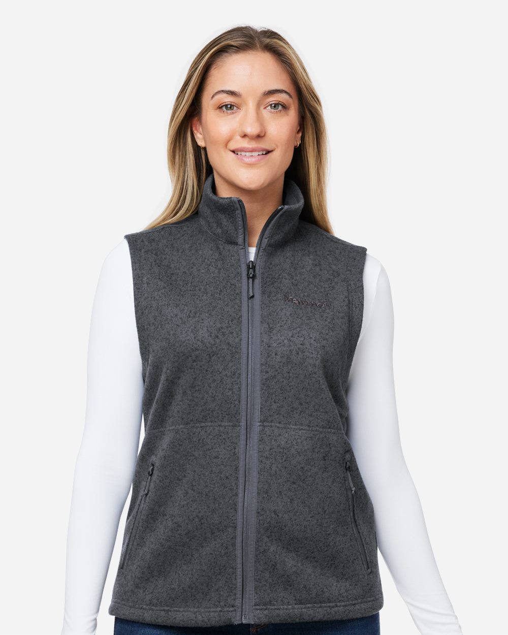 Marmot M16251, Women's Drop Line Fleece Vest, Black Heather