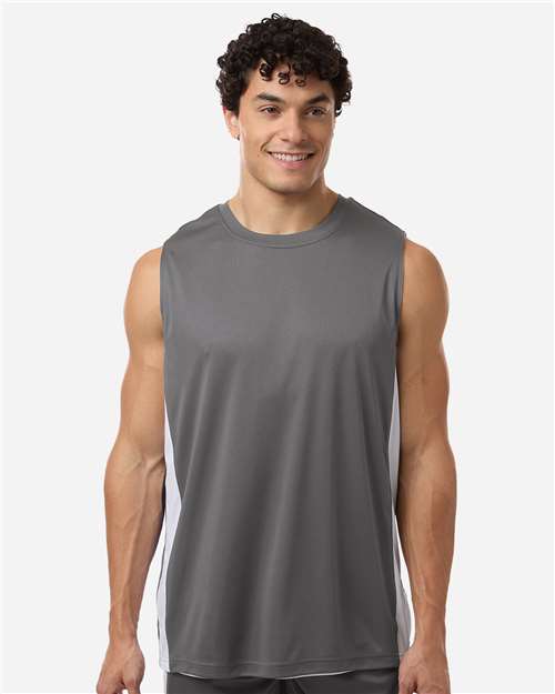 Team 365 TT115, Men's Zone Performance Cottontouch T-shirt, Sport Graphite/ White