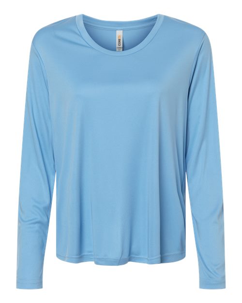 CORE365 CE10LW, Women's Fusion Chromasoft Performance Long Sleeve T-shirt, Columbia Blue