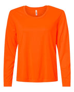 CORE365 CE10LW, Women's Fusion Chromasoft Performance Long Sleeve T-shirt, Safety Orange