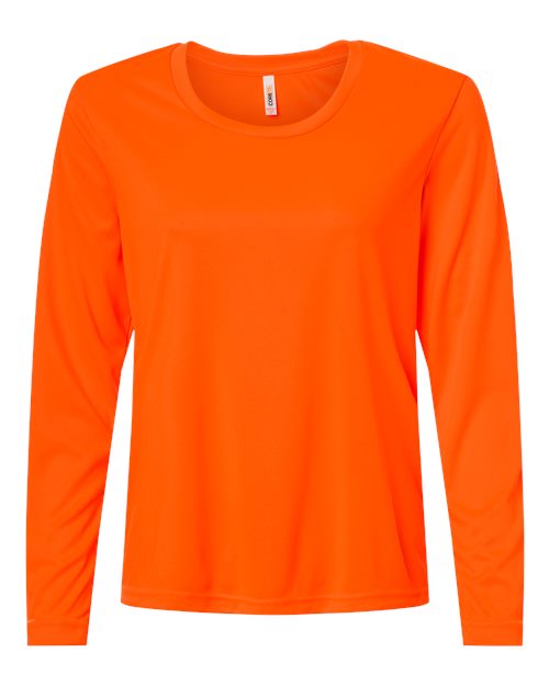 CORE365 CE10LW, Women's Fusion Chromasoft Performance Long Sleeve T-shirt, Safety Orange