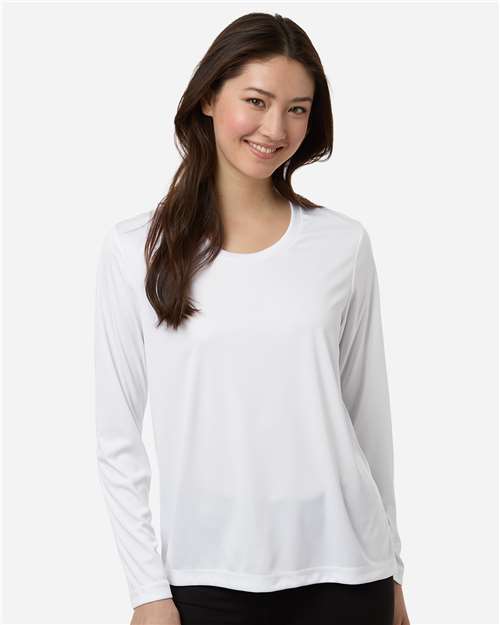 CORE365 CE10LW, Women's Fusion Chromasoft Performance Long Sleeve T-shirt, White