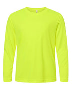 CORE365 CE10LY, Youth Fusion Chromasoft Performance Long Sleeve T-shirt, Safety Yellow
