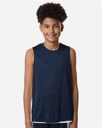 Team 365 TT115Y, Youth Zone Performance Cottontouch T-shirt, Sport Dark Navy/ White