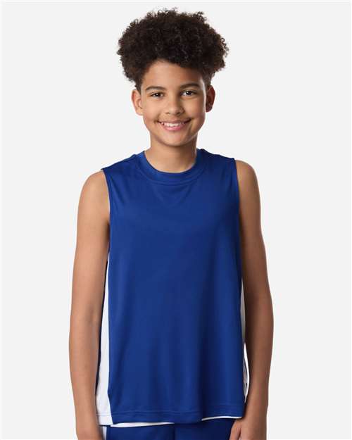 Team 365 TT115Y, Youth Zone Performance Cottontouch T-shirt, Sport Royal/ White