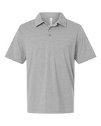 Team 365 TT125, Men's Relay Heathered Stripe Polo, Athletic Heather/ White