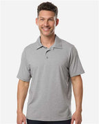 Team 365 TT125, Men's Relay Heathered Stripe Polo, Athletic Heather/ White