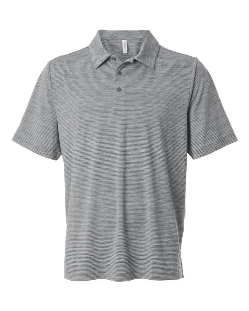 Team 365 TT125, Men's Relay Heathered Stripe Polo, Black Heather/ White