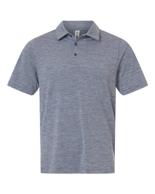 Team 365 TT125, Men's Relay Heathered Stripe Polo, Sport Dark Navy Heather/ White
