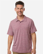 Team 365 TT125, Men's Relay Heathered Stripe Polo, Sport Maroon Heather/ White