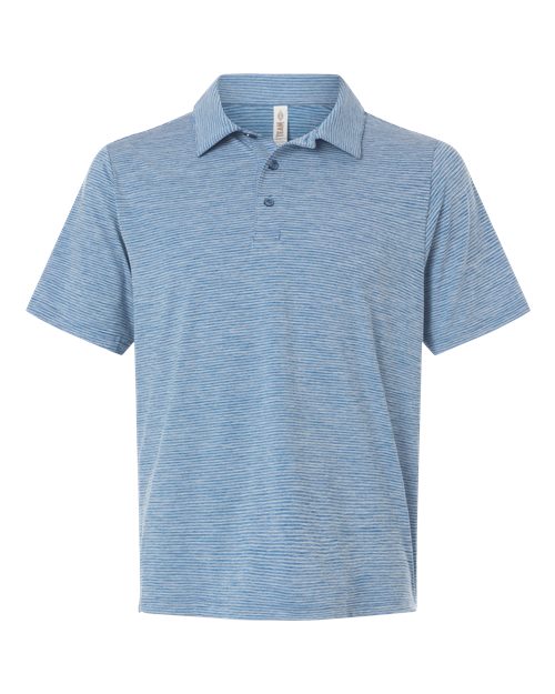 Team 365 TT125, Men's Relay Heathered Stripe Polo, Sport Royal Heather/ White