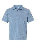 Team 365 TT125, Men's Relay Heathered Stripe Polo, Sport Royal Heather/ White