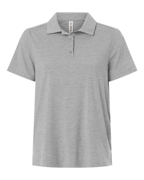 Team 365 TT125W, Women's Relay Heathered Stripe Polo, Athletic Heather/ White