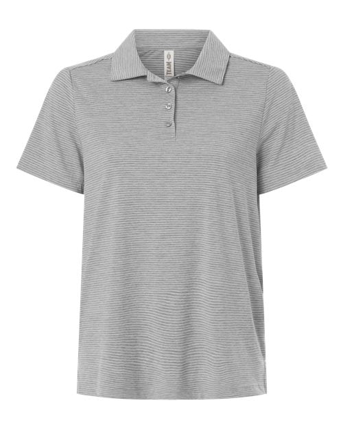 Team 365 TT125W, Women's Relay Heathered Stripe Polo, Athletic Heather/ White