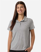 Team 365 TT125W, Women's Relay Heathered Stripe Polo, Athletic Heather/ White