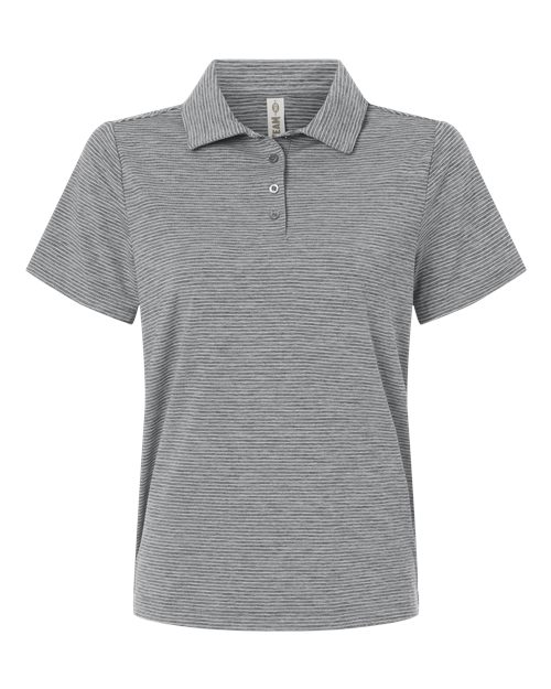 Team 365 TT125W, Women's Relay Heathered Stripe Polo, Black Heather/ White