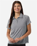 Team 365 TT125W, Women's Relay Heathered Stripe Polo, Black Heather/ White