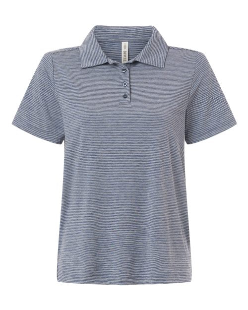 Team 365 TT125W, Women's Relay Heathered Stripe Polo, Sport Dark Navy Heather/ White