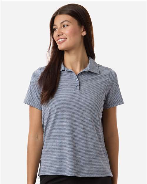Team 365 TT125W, Women's Relay Heathered Stripe Polo, Sport Dark Navy Heather/ White
