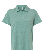 Team 365 TT125W, Women's Relay Heathered Stripe Polo, Sport Forest Heather/ White