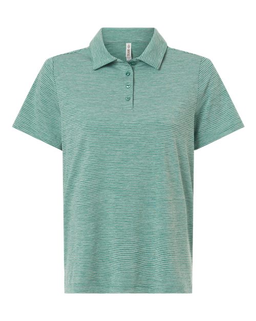 Team 365 TT125W, Women's Relay Heathered Stripe Polo, Sport Forest Heather/ White