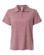 Team 365 TT125W, Women's Relay Heathered Stripe Polo, Sport Maroon Heather/ White