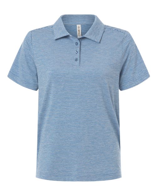 Team 365 TT125W, Women's Relay Heathered Stripe Polo, Sport Royal Heather/ White