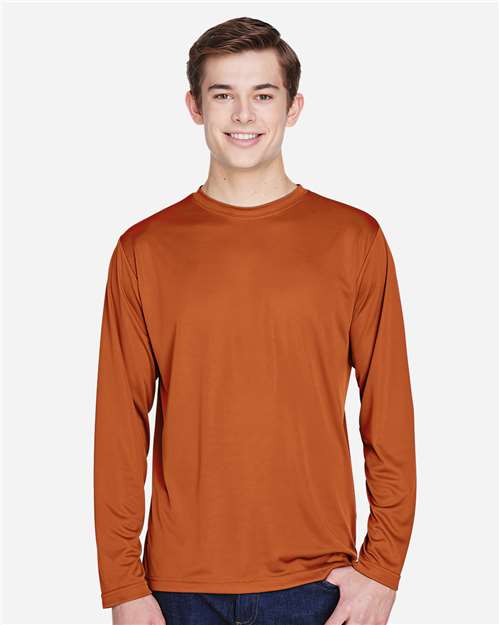 Team 365 TT11L, Men's Zone Performance Long Sleeve T-shirt, Sport Burnt Orange