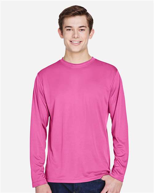Team 365 TT11L, Men's Zone Performance Long Sleeve T-shirt, Sport Charity Pink