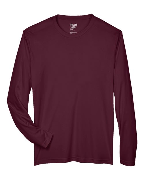 Team 365 TT11L, Men's Zone Performance Long Sleeve T-shirt, Sport Dark Maroon