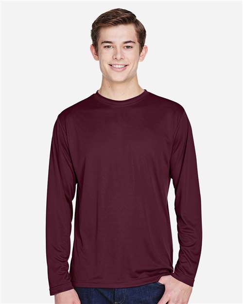 Team 365 TT11L, Men's Zone Performance Long Sleeve T-shirt, Sport Dark Maroon