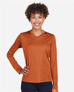 Team 365 TT11WL, Women's Zone Performance Long Sleeve T-shirt, Sport Burnt Orange