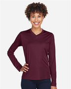 Team 365 TT11WL, Women's Zone Performance Long Sleeve T-shirt, Sport Dark Maroon
