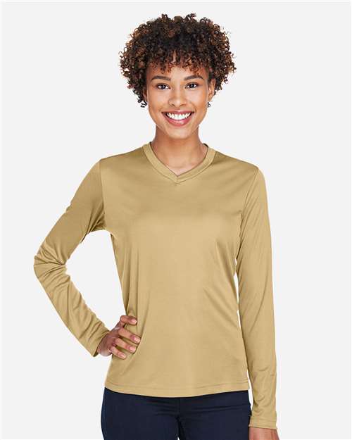 Team 365 TT11WL, Women's Zone Performance Long Sleeve T-shirt, Sport Vegas Gold