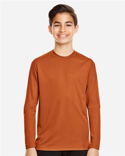 Team 365 TT11YL, Youth Zone Performance Long Sleeve T-shirt, Sport Burnt Orange