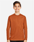 Team 365 TT11YL, Youth Zone Performance Long Sleeve T-shirt, Sport Burnt Orange