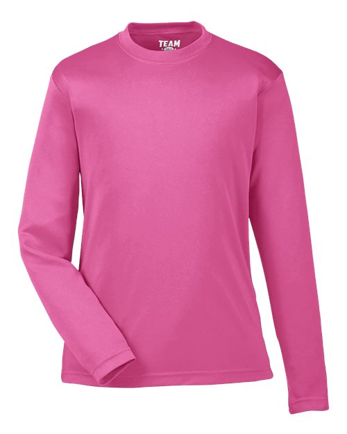 Team 365 TT11YL, Youth Zone Performance Long Sleeve T-shirt, Sport Charity Pink