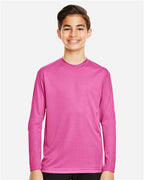 Team 365 TT11YL, Youth Zone Performance Long Sleeve T-shirt, Sport Charity Pink