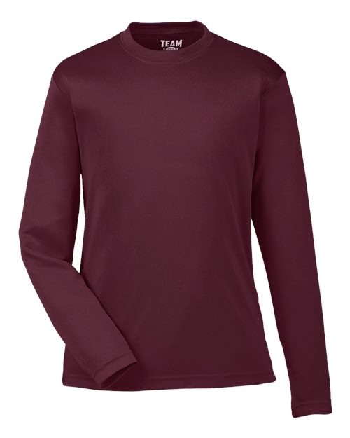 Team 365 TT11YL, Youth Zone Performance Long Sleeve T-shirt, Sport Dark Maroon
