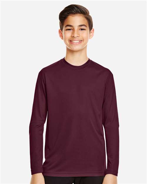 Team 365 TT11YL, Youth Zone Performance Long Sleeve T-shirt, Sport Dark Maroon