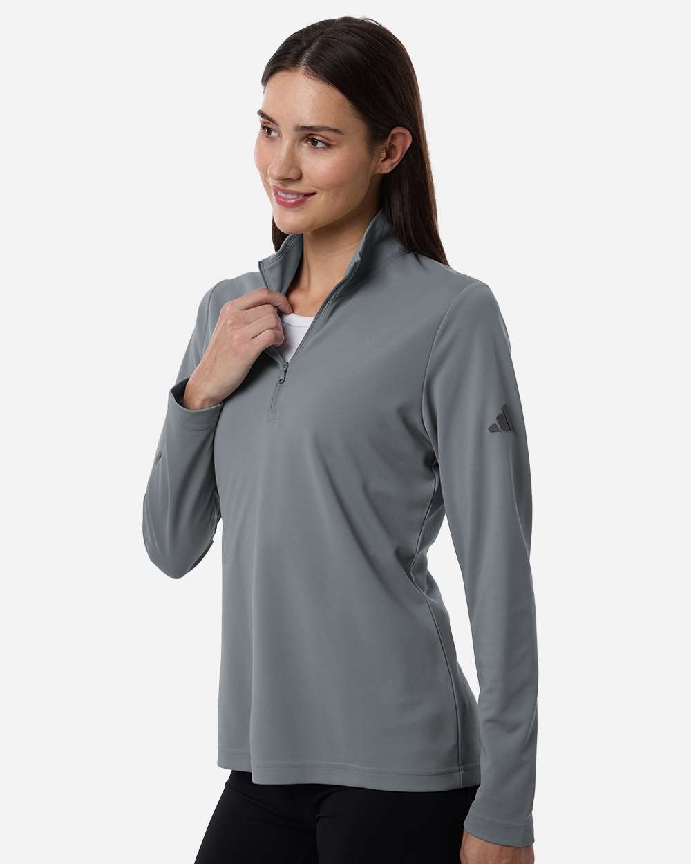 Adidas A400, Women's Lightweight Quarter-zip Pullover, Grey Three