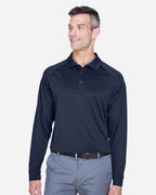 Harriton M211L, 13849 Men's Advantage Long Sleeve Tactical Polo, Black