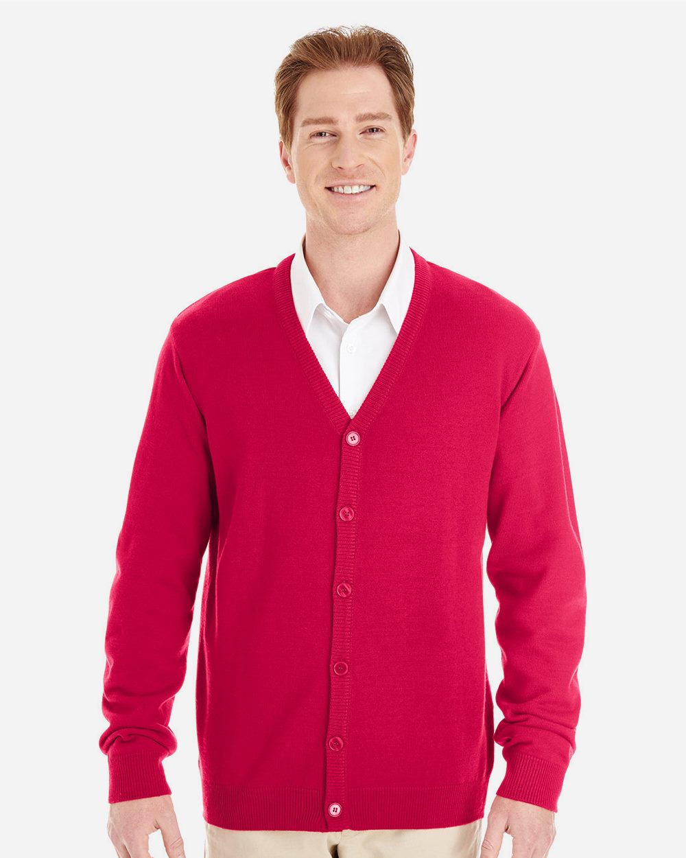 Harriton M425 Men's Pilbloc V-Neck Button Cardigan Sweater