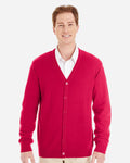 Harriton M425, 13879 Men's Pilbloc V-neck Button Cardigan Sweater, Black