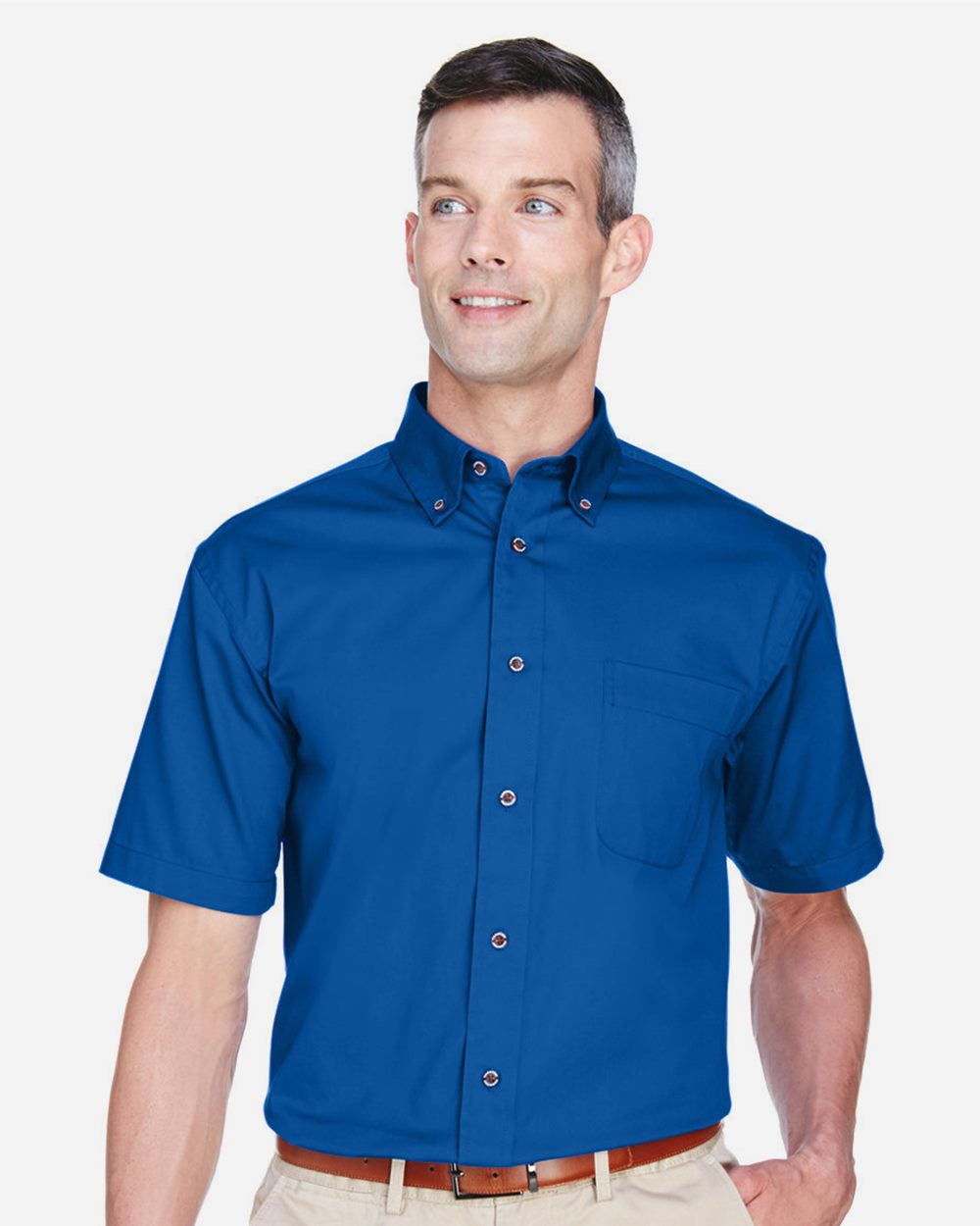 Harriton M500S Men's Easy Blend Twill Dress Shirt with Stain-Release