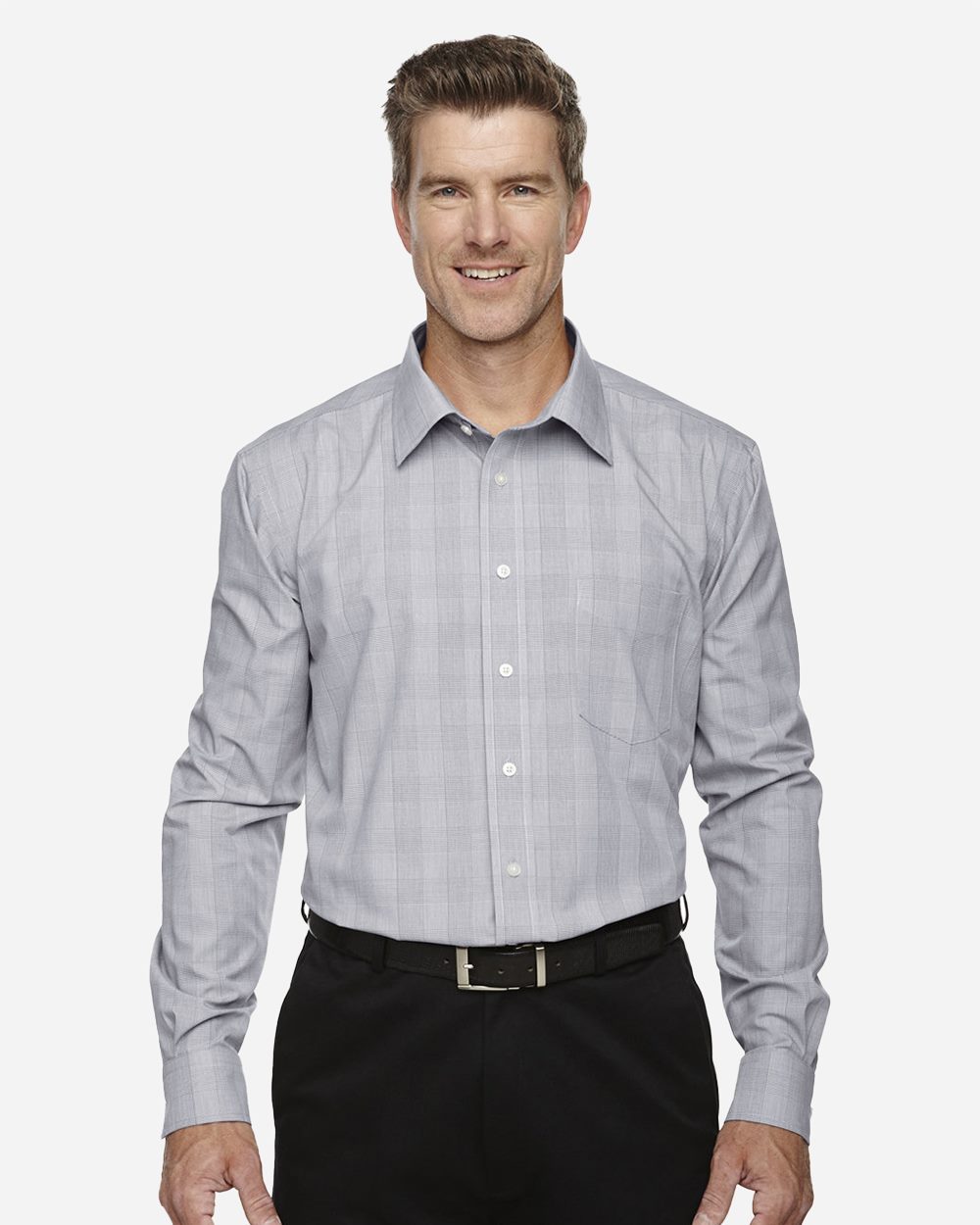 Devon & Jones DG520 Men's Crown Collection Glen Plaid Woven Dress Shirt